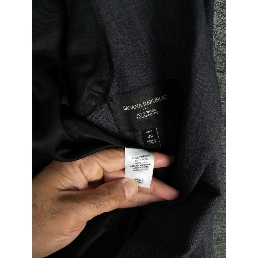 Banana Republic‎ Tailored Fit Blazer Mens 42L Gray 2 Button 100% Wool Business